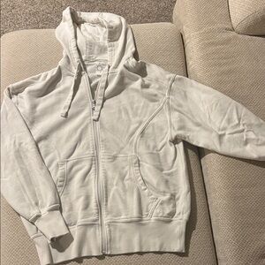 Aerie White Zip-Up Hoodie